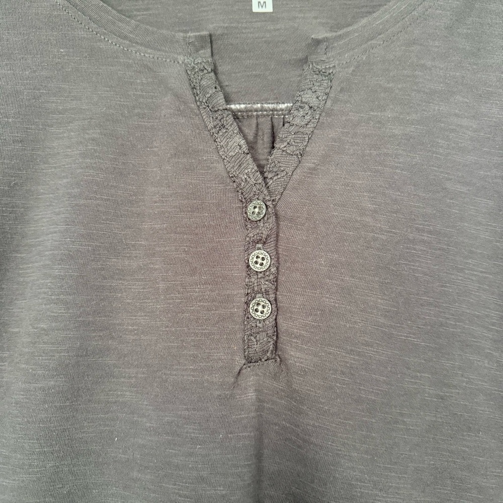 North River Outfitters | Gray Henley Embroidered Cuff | Long Sleeve T-Shirt | M - Picture 7 of 13